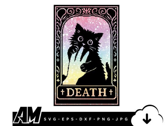 Download Mystical Death Cat Tarot Illustration - Death Collection