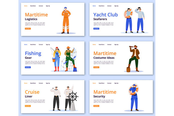 Download Maritime Characters Landing Page Set - Character Collection