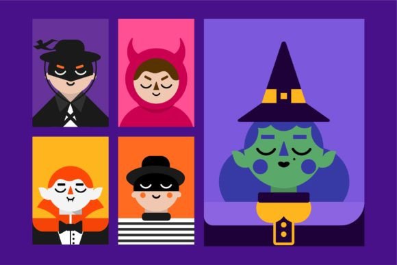 Download People in Halloween Costumes. EPS, JPEG - Halloween costumes Collection