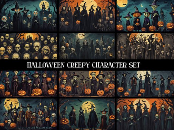 Download 12 Creepy Character Halloween Background - Character Collection