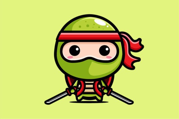 Download Turtle Character Mascot in Chibi Ninja - Character Collection