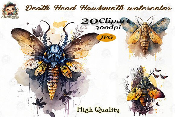 Download Death Head Hawkmoth Watercolor Clipart - Death Collection